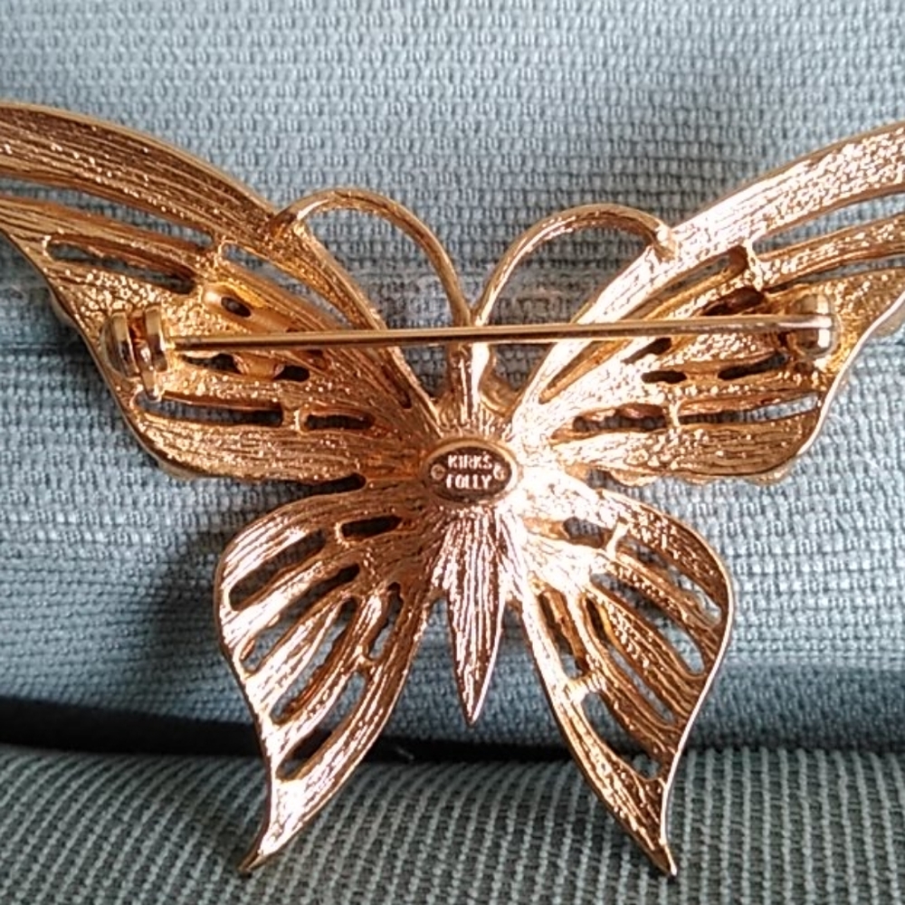 KIRKS FOLLY BLUE BUTTERFLY PIN - Picture 3 of 6